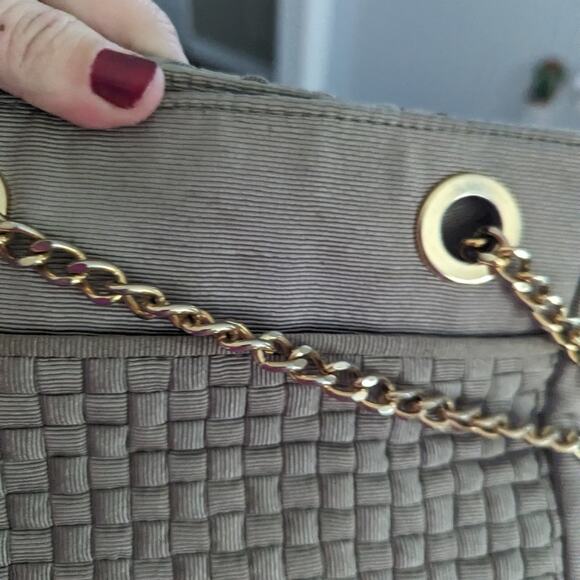 VintageWomen's Inge Christopher Braided Purse Shoulder Bag Taupe Grey Quilted - Picture 10 of 10